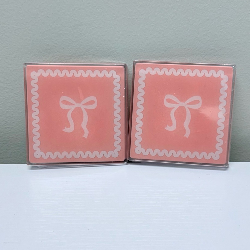 New! Target 2 sets of Coasters Coquette Pink & White Bow, 8 total